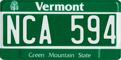 VT license plate NCA594