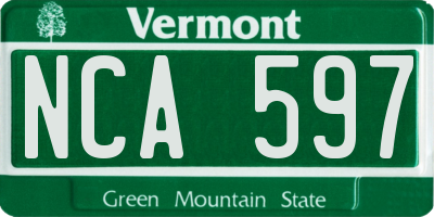 VT license plate NCA597