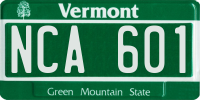 VT license plate NCA601