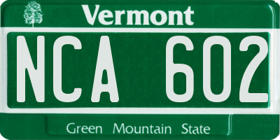 VT license plate NCA602