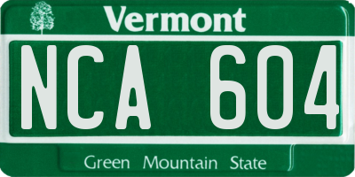 VT license plate NCA604