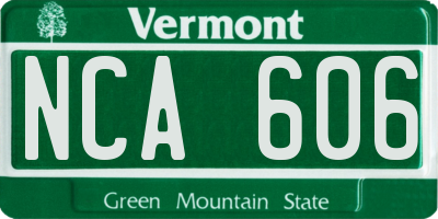 VT license plate NCA606