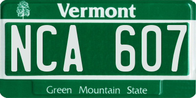VT license plate NCA607