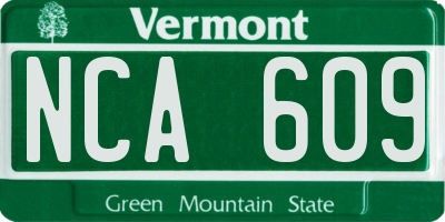 VT license plate NCA609