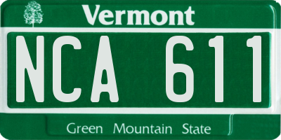 VT license plate NCA611