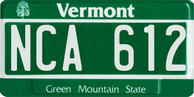 VT license plate NCA612
