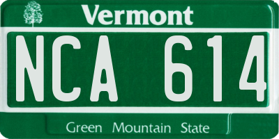 VT license plate NCA614