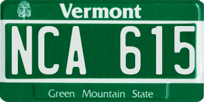 VT license plate NCA615