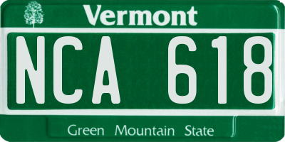 VT license plate NCA618