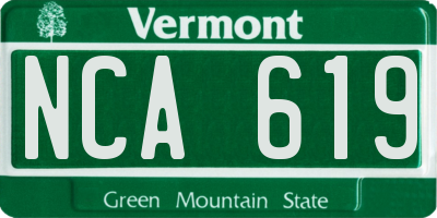 VT license plate NCA619