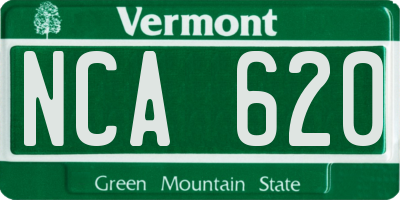 VT license plate NCA620