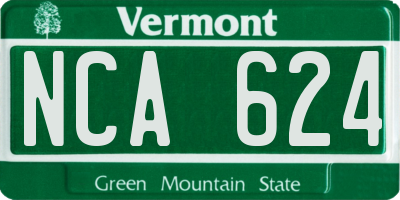 VT license plate NCA624