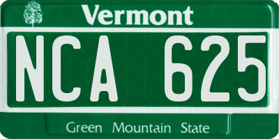 VT license plate NCA625