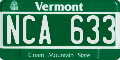 VT license plate NCA633