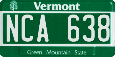 VT license plate NCA638