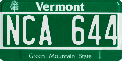 VT license plate NCA644