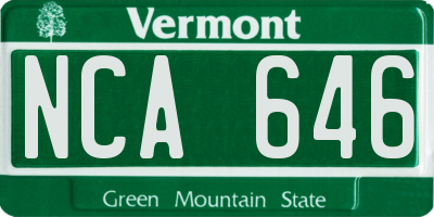 VT license plate NCA646