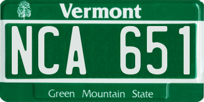 VT license plate NCA651