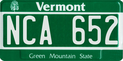 VT license plate NCA652