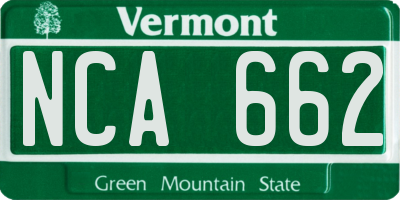 VT license plate NCA662