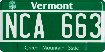 VT license plate NCA663