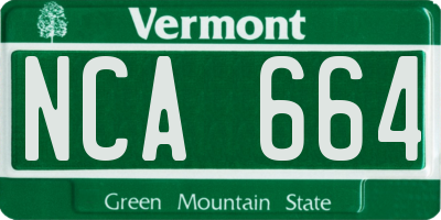 VT license plate NCA664
