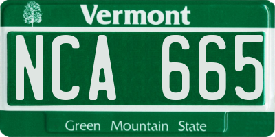 VT license plate NCA665