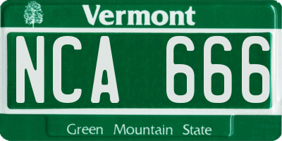 VT license plate NCA666