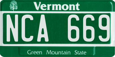 VT license plate NCA669