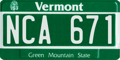 VT license plate NCA671