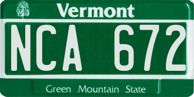 VT license plate NCA672