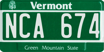 VT license plate NCA674