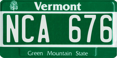 VT license plate NCA676