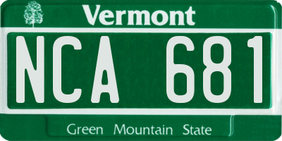 VT license plate NCA681