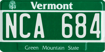 VT license plate NCA684