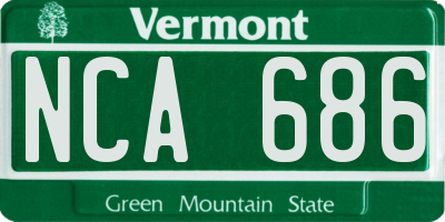 VT license plate NCA686