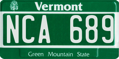 VT license plate NCA689