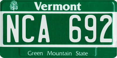 VT license plate NCA692
