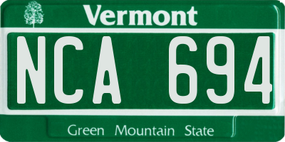 VT license plate NCA694
