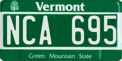 VT license plate NCA695