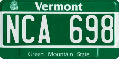 VT license plate NCA698