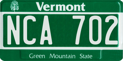 VT license plate NCA702