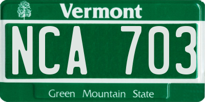 VT license plate NCA703