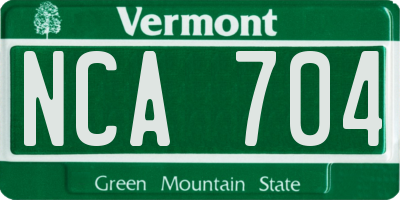 VT license plate NCA704