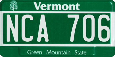 VT license plate NCA706