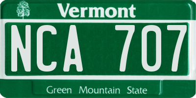 VT license plate NCA707