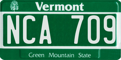 VT license plate NCA709