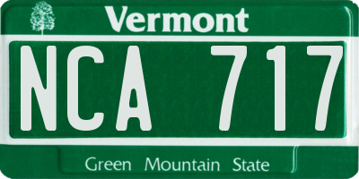 VT license plate NCA717