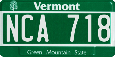 VT license plate NCA718