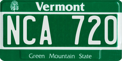 VT license plate NCA720